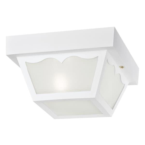 Westinghouse One-Light Flush-Mount Outdoor Fixture Wht Poly Clr Plastic Panels 6697500 - main